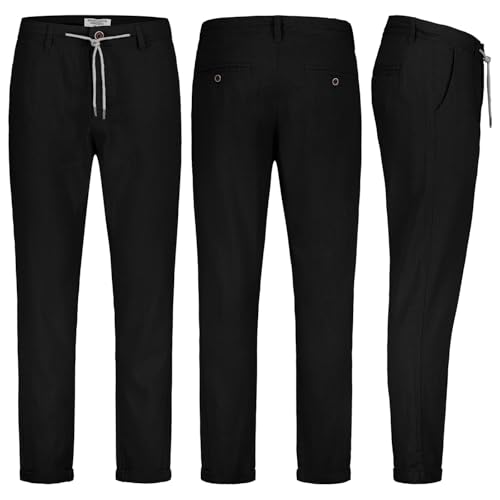 Eight2nine Herren Leinen Hose Leinenhose Regular Freizeithose Sommer Hose sehr leicht und angenehm, Hosengröße:W30, Farbe:Schwarz von Eight 2 Nine
