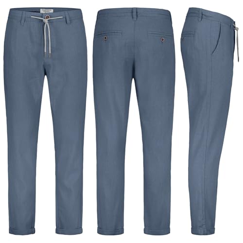 Eight 2 Nine Herren Leinen Hose Leinenhose Regular Freizeithose Sommer Hose sehr leicht und angenehm, Hosengröße:W32, Farbe:Blau von Eight 2 Nine