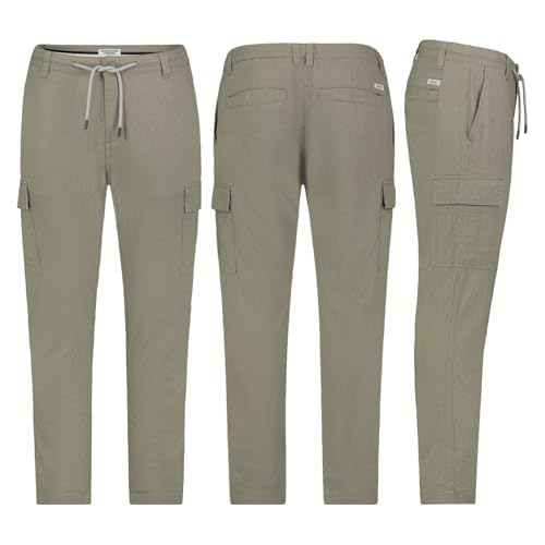 Eight 2 Nine Herren Leinen Hose Leinenhose Regular Freizeithose Sommer Hose sehr leicht und angenehm, Hosengröße:W32, Farbe:Cargo-HELLGRÜN von Eight 2 Nine