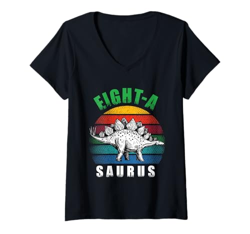 Damen Eight-A Saurus Saurus Dinosaurier Geburtstag 8 Geburtstag T-Shirt mit V-Ausschnitt Damen Eight-A Saurus Saurus Dinosaurier Geburtstag 8 Geburtstag T-Shirt mit V-Ausschnitt von Eight-A Saurus