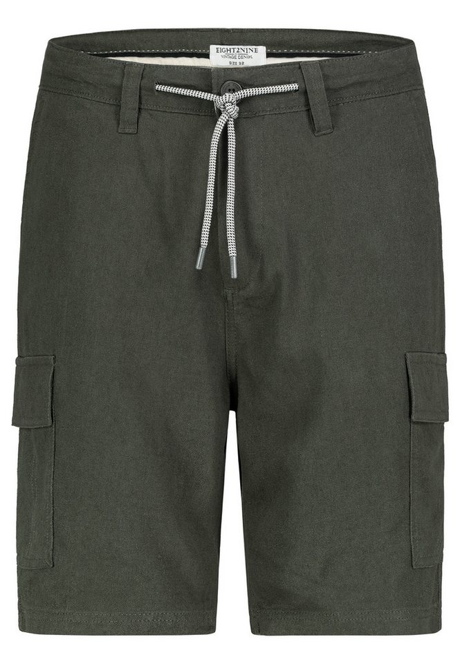 Eight2Nine Cargoshorts Vintage-Style Leinen Bermuda mit Kordelzug und Taschen Linen Shorts von Eight2Nine