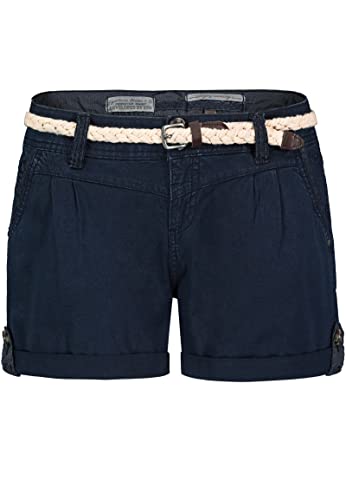 Eight2Nine Damen Chino Shorts Hose mit Flecht-Gürtel Dark-Blue L von Eight2Nine