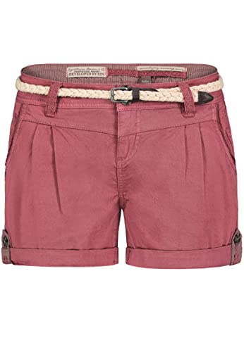 Eight2Nine Damen Chino Shorts Hose mit Flecht-Gürtel Dark-Rose XS von Eight2Nine