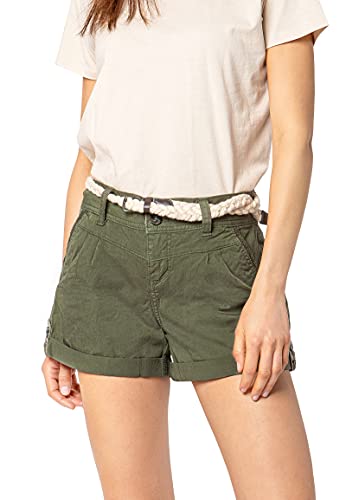 Eight2Nine Damen Chino Shorts Hose mit Flecht-Gürtel Middle-Green L von Eight2Nine