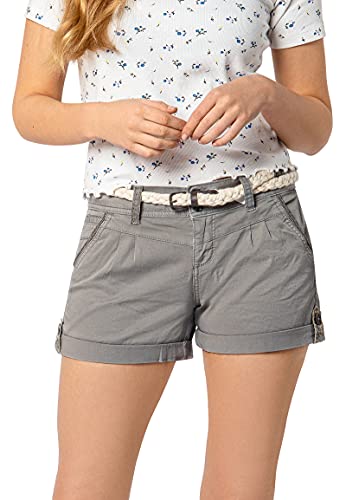 Eight2Nine Damen Chino Shorts Hose mit Flecht-Gürtel Middle-Grey L von Eight2Nine