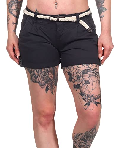 Eight2Nine Damen Chino Shorts Kurze Hose mit Gürtel Anthracite Grey M von Eight2Nine