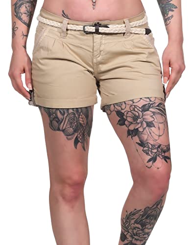 Eight2Nine Damen Chino Shorts Kurze Hose mit Gürtel Sahara Sand Beige M von Eight2Nine