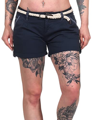 Eight2Nine Damen Chino Shorts Kurze Hose mit Gürtel Stormy Blue XS von Eight2Nine