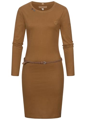 Eight2Nine Damen Kleid Longsleeve Dress mit Gürtel und Knopf Details von Eight2Nine