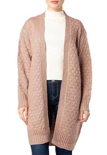 Eight2nine Damen Langstrickjacke - Oversized Grobstick Bubble-Optik Light-Rose L/XL von Eight 2 Nine