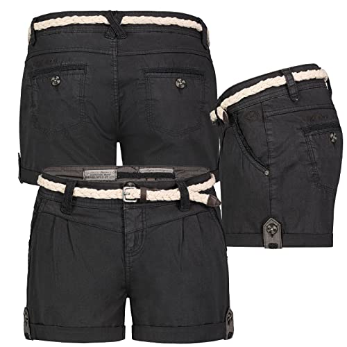 Eight2nine Damen Short Bermuda Kurze Hose Sommer Chino Stoff Hotpants mit Gürtel, Hosengröße:XS / 34, Farbe:Anthrazit von Eight 2 Nine