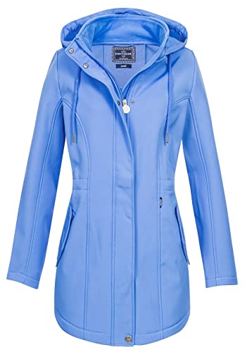 Eight2Nine Damen Softshelljacke LETN-041 wasserabweisender Kurzmantel mit Kapuze Middle Blue L von Eight2Nine