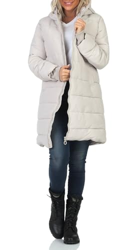 Eight2Nine Damen Steppmantel Winterjacke LETN-068 mit Kapuze Birch Beige M von Eight2Nine