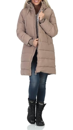 Eight2Nine Damen Steppmantel Winterjacke LETN-068 mit Kapuze Portabella Brown L von Eight2Nine