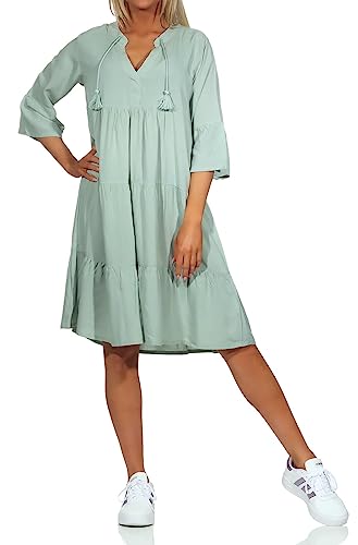 Eight2Nine Damen Viskose Kleid LETN-067 Knielang mit 3/4-Ärmeln Jadeite Green S von Eight2Nine