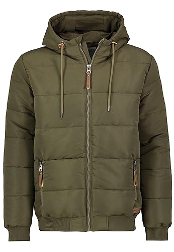 Eight2Nine Herren Winter Jacke Steppjacke Kapuzenjacke Stehkragen Warm Gesteppt, Farbe:Olive, Größe:L 50 von Eight2Nine