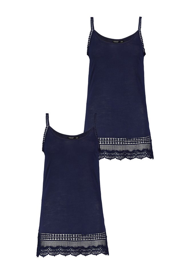 Eight2Nine Shirtkleid 2er-Set Spaghetti Top mit Häkelspitze und Spitzensaum (lang, 2-tlg) 2x-Top Dress von Eight2Nine