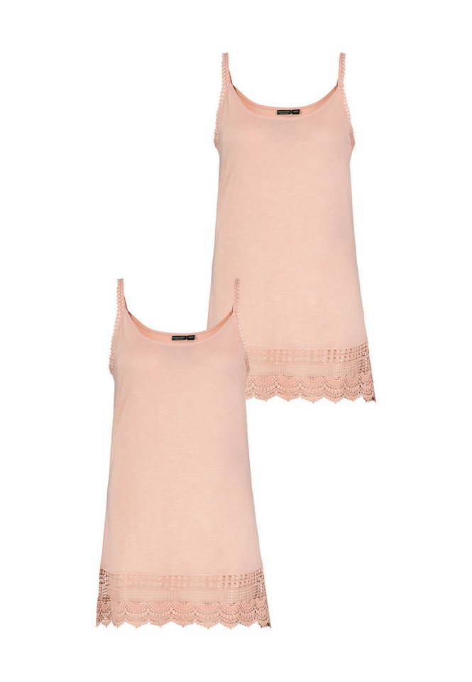Eight2Nine Shirtkleid 2er-Set Spaghetti Top mit Häkelspitze und Spitzensaum (lang, 2-tlg) 2x-Top Dress von Eight2Nine