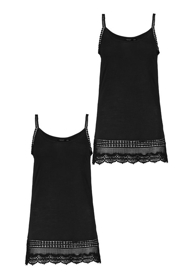 Eight2Nine Shirtkleid 2er-Set Spaghetti Top mit Häkelspitze und Spitzensaum (lang, 2-tlg) 2x-Top Dress von Eight2Nine