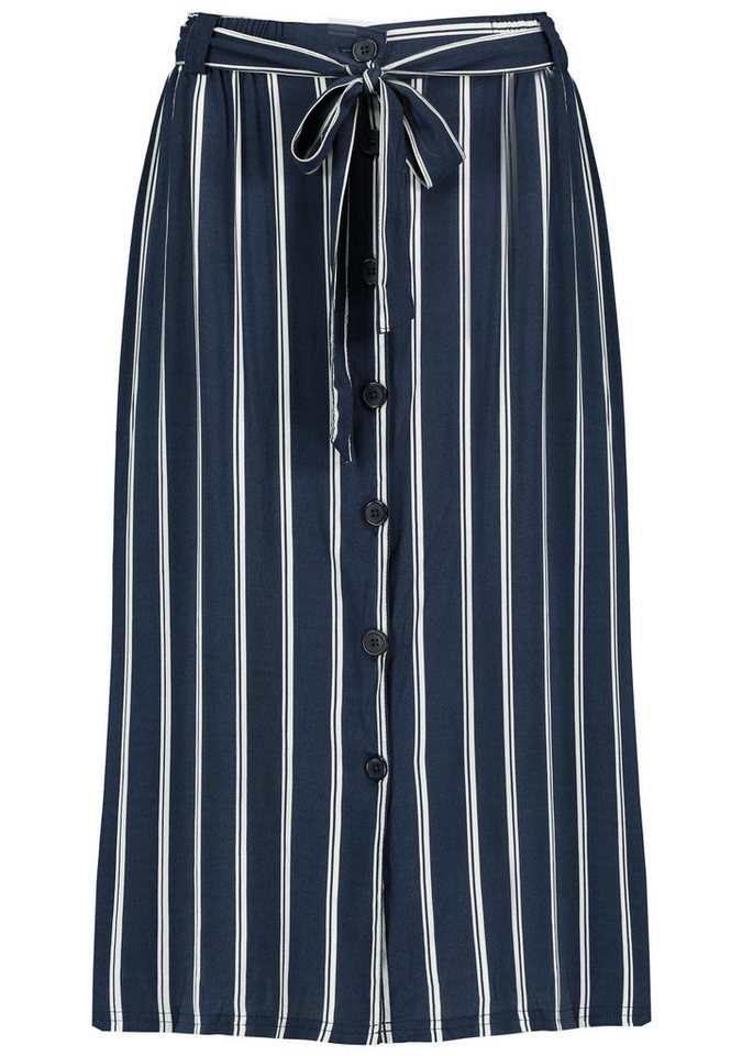 Eight2Nine Sommerrock Gestreiftes Design mit Kordelzug und Knopfleiste Long Midi Skirt von Eight2Nine