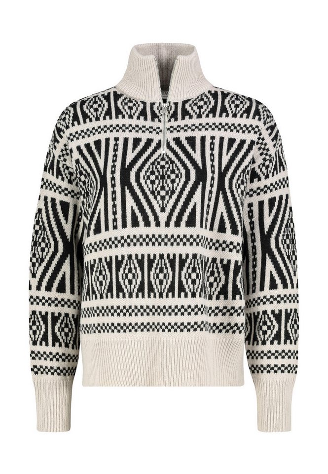 Eight2Nine Strickpullover Damen Pullover langarm Halfzip Alloverprint Halfzip-Stehkragen, überschnittene Schultern Eight2Nine Strickpullover Damen Pullover langarm Halfzip Alloverprint Halfzip-Stehkragen, überschnittene Schultern von Eight2Nine