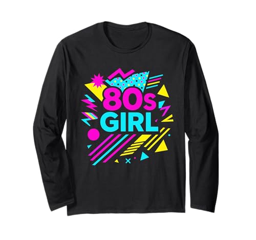 80er Jahre Mädchen Retro Grafik mit lebendigem abstraktem Design Langarmshirt von Eighties Pulse