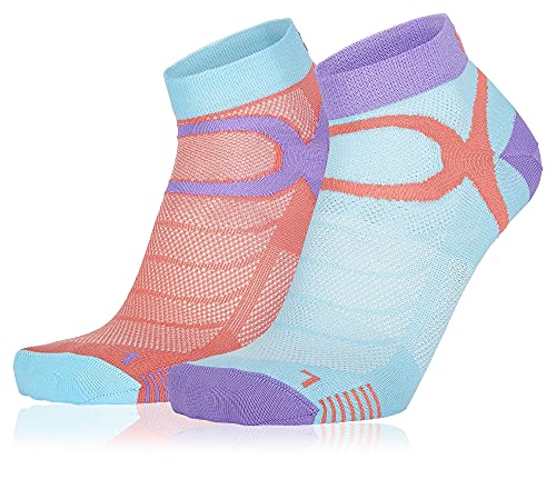 Eightsox Color 3 Edition 2-pack Blau-Rot - Atmungsaktive schnelltrocknende Sportsocken, Größe EU 39-41 - Farbe Coral - T von Eightsox