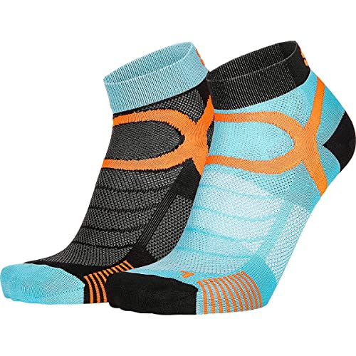 Eightsox Color 3 Edition 2-pack Blau-Schwarz - Atmungsaktive schnelltrocknende Sportsocken, Größe EU 45-47 - Farbe Black von Eightsox