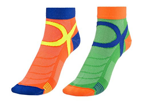 Eightsox Color 3 Edition 2-pack Grün-Orange - Atmungsaktive schnelltrocknende Sportsocken, Größe EU 39-41 - Farbe Green von Eightsox