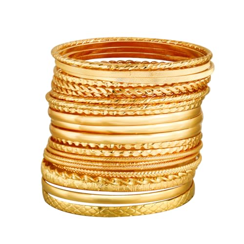 Eigso 14K Gold indischen Armreif Armbänder für Frauen Männer Vintage texturiert Chunky Manschette Armbänder für Frau Mann von Eigso