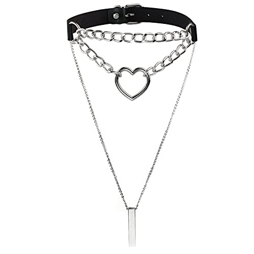 Eigso 2 Stück PU Leder Punk Choker Halsketten für Frau Mann Vintage 90er Jahre Y2k Kette Halsband für Damen Herrn von Eigso