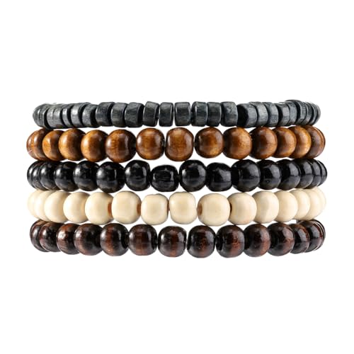 Eigso 5Pcs Frauen hölzerne Perlen Armbänder Western Style braun Holz Armbänder für Frau von Eigso
