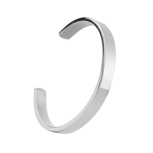 Eigso 8MM Damen DIY Edelstahl Silber Offene Manschette Mode benutzerdefinierte graviert C Form Armband Armreifen für Frau Mann von Eigso