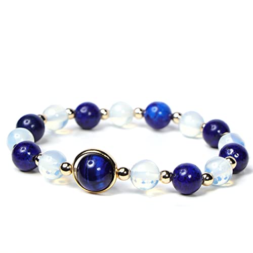 Eigso Blue Tiger Eye Stone Armband für Wome Männer weiß Opal Chakra Perlen Steine Armband für Frau Mann von Eigso