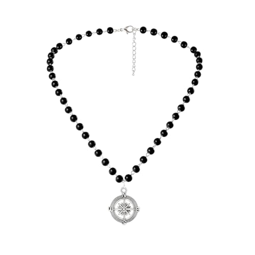 Eigso Damen Gothic Kompass Kette Y Halskette für Frauen Männer Vintage Mode Party Y2K Perlen Halskette für Frau Mann von Eigso