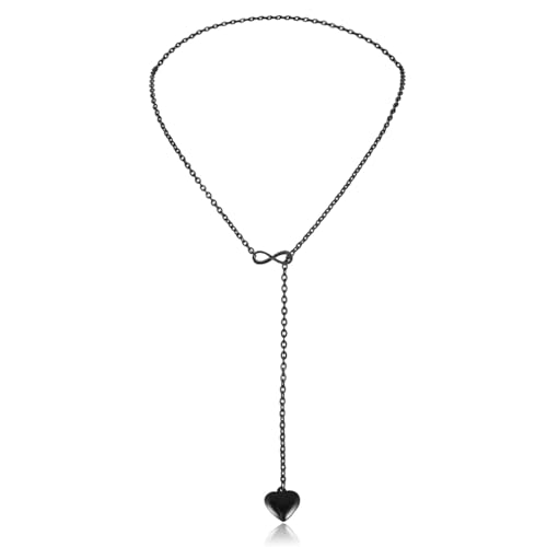 Eigso Edelstahl Heart Y Halskette für Frauen Männer Unisex Schwarz Lang Lariat Halsketten Choker für Frau Mann Eigso Edelstahl Heart Y Halskette für Frauen Männer Unisex Schwarz Lang Lariat Halsketten Choker für Frau Mann von Eigso