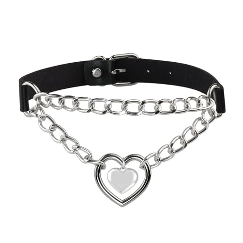 Eigso Emo Steampunk Style Halskette Kragen Choker Retro Gothic Liebe Herz Schmuck für Frauen von Eigso