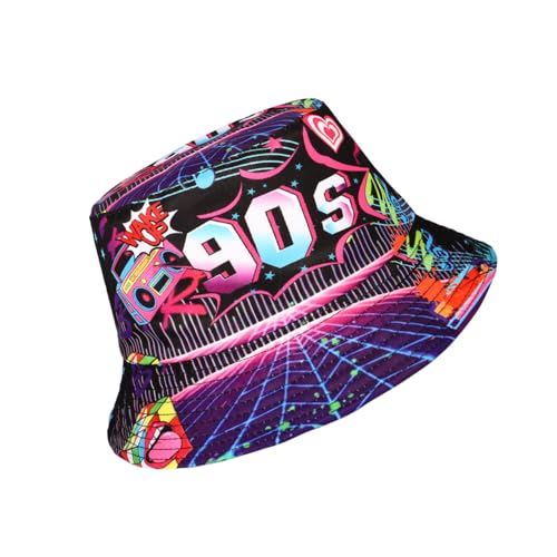 Eigso Neon Graphic Angelhut für Damen Retro 90er-Jahre Reisehut für Damen Rave Party Rock Fischerhüte von Eigso