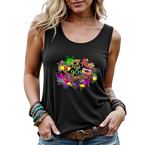 Eigso Frauen 90er Jahre Grafik ärmelloses Tank Top Retro Punk Rock Shirt für Frau Party Kostüm (XXL) von Eigso