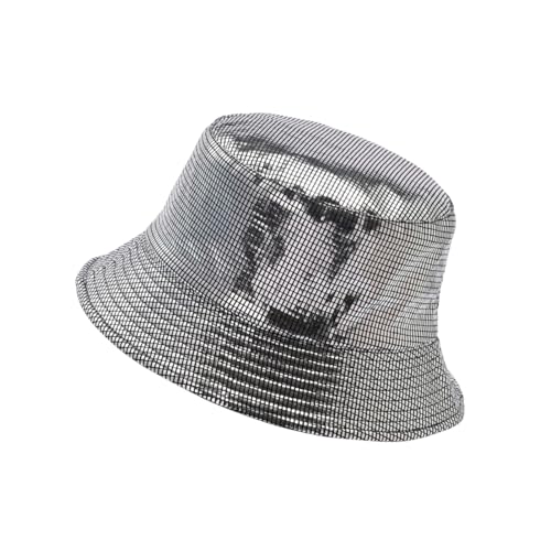 Eigso Frauen Party Eimer Hut Retro Disco Ball Schwarz Fischer Hüte für Frau Y2K Rock Punk Mütze von Eigso