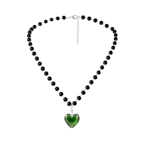 Eigso Gothic Herz Perlenkette Halskette für Frau Mann Retro 90er Jahre Thema Goth Choker für Frauen Männer von Eigso