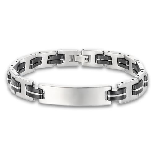 Eigso Herren 10MM Silber Armband Edelstahl Statement Armspange Armband für Mann Punk Watch Band Wrist Strap von Eigso