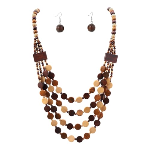 Eigso Lange Retro-Halskette mit Holzperlen für Damen, mehrschichtige Holzkette für Damen, Sommer, Strand, Urlaub, Schmuck Eigso Lange Retro-Halskette mit Holzperlen für Damen, mehrschichtige Holzkette für Damen, Sommer, Strand, Urlaub, Schmuck von Eigso