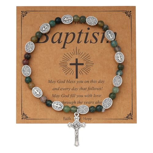 Eigso Mann Kreuz Armband Achat Stein Armbänder Heilige Medaillen Benedikt Armband von Eigso