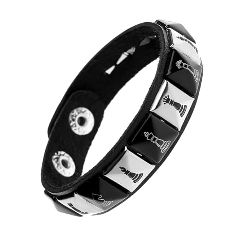 Eigso Mode PU Leder Punk Lederarmband für Männer Frauen klassische Schachbrett Vintage Armband für Mann Frau von Eigso