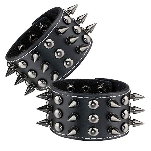 Eigso Punk Armbänder für Männer und Frauen Nieten Spike Lederarmbänder Gothic Handband verstellbar von Eigso