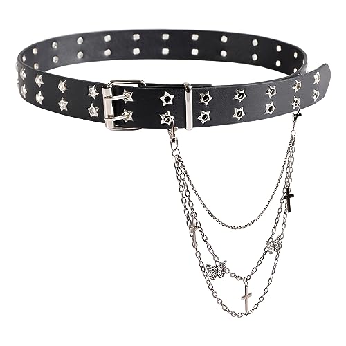 Eigso Punk Leder Gothic Gürtel für Frauen Männer Klassische Schmetterling Anhänger Kette Gürtel für Frau Mann Eigso Punk Leder Gothic Gürtel für Frauen Männer Klassische Schmetterling Anhänger Kette Gürtel für Frau Mann von Eigso
