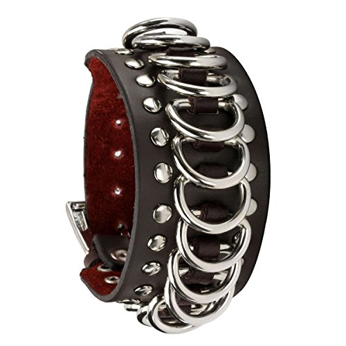 Eigso Punk PU Lederarmband Gothic mit Legierung halb rund O-ring Verschluss verstellbar Damen Herren von Eigso