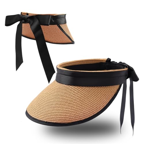 Eigso Sonnenschutz Schirmmütze mit breiter Krempe für Frauen gewebtes Stroh Rollmütze für Frau Mann von Eigso