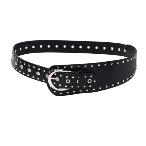 Eigso Vintage breite Punk-Stil PU Leder Taille Gürtel für Frauen unregelmäßige Nietengürtel Eigso Vintage breite Punk-Stil PU Leder Taille Gürtel für Frauen unregelmäßige Nietengürtel von Eigso